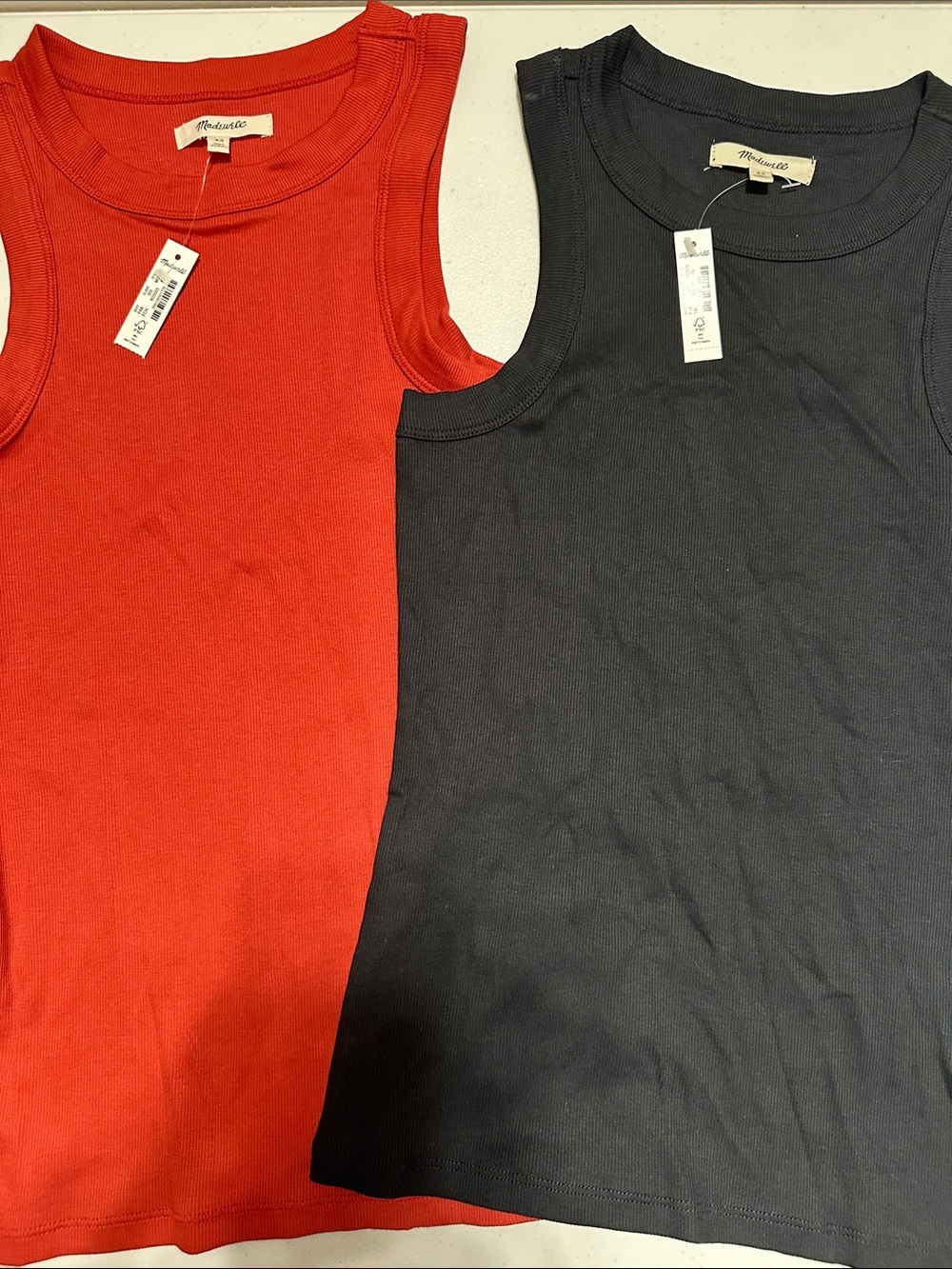 Madewell orange and black Ribbed Tank Tops Duo